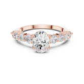 Oval-Cut Lab-grown Diamond Ring with Round Side Stones